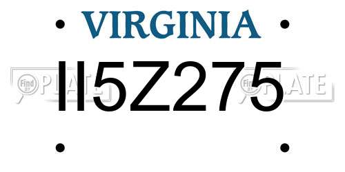 II5Z275 Virginia License Plate
