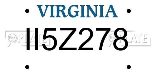 II5Z278 Virginia License Plate