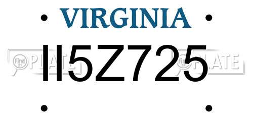 II5Z725 Virginia License Plate