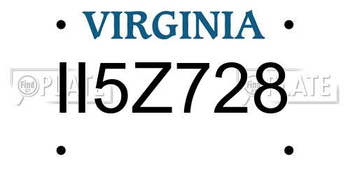 II5Z728 Virginia License Plate