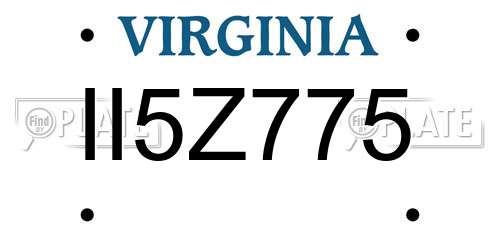 II5Z775 Virginia License Plate