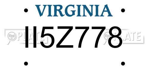 II5Z778 Virginia License Plate