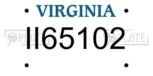 II65102 Virginia License Plate