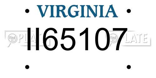 II65107 Virginia License Plate