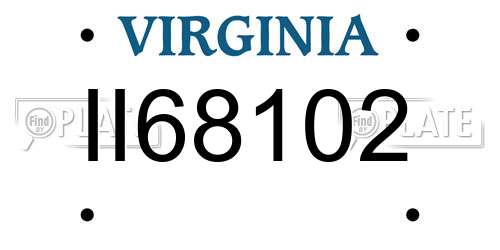 II68102 Virginia License Plate