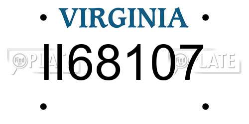 II68107 Virginia License Plate