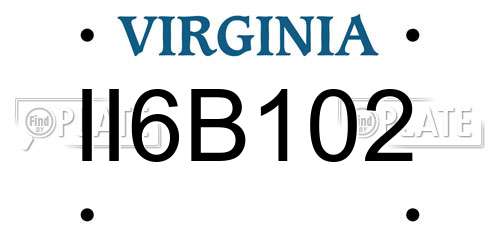 II6B102 Virginia License Plate