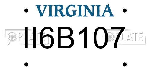 II6B107 Virginia License Plate