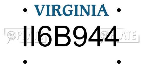 II6B944 Virginia License Plate