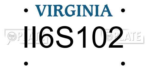 II6S102 Virginia License Plate