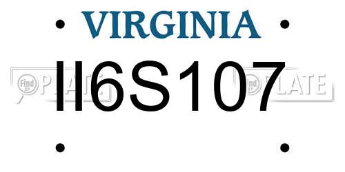 II6S107 Virginia License Plate