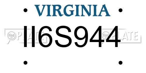 II6S944 Virginia License Plate