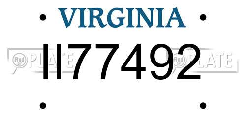 II77492 Virginia License Plate