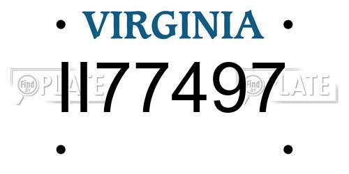 II77497 Virginia License Plate
