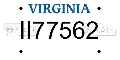 II77562 Virginia License Plate