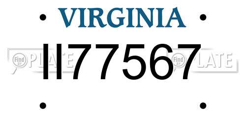 II77567 Virginia License Plate