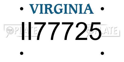 II77725 Virginia License Plate