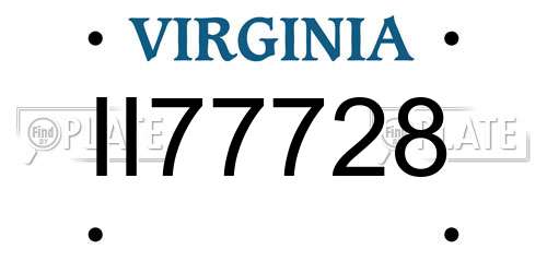 II77728 Virginia License Plate