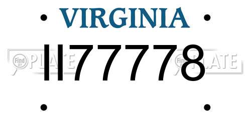II77778 Virginia License Plate
