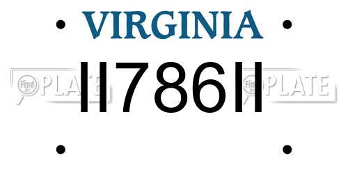 II786II Virginia License Plate