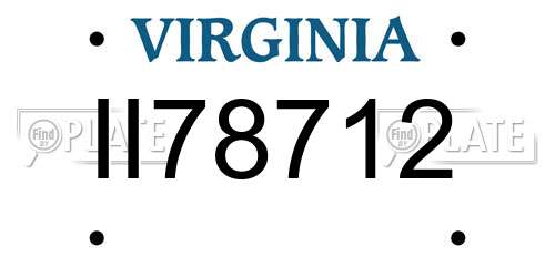II78712 Virginia License Plate