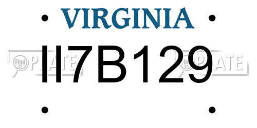 II7B129 Virginia License Plate