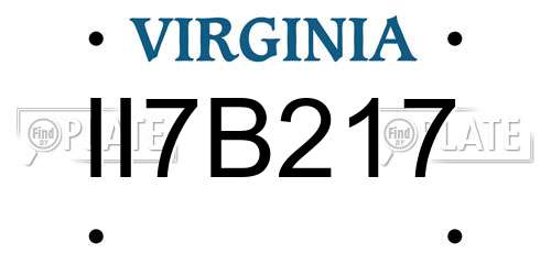 II7B217 Virginia License Plate