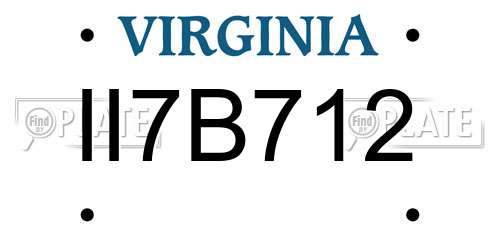 II7B712 Virginia License Plate
