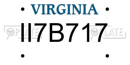 II7B717 Virginia License Plate