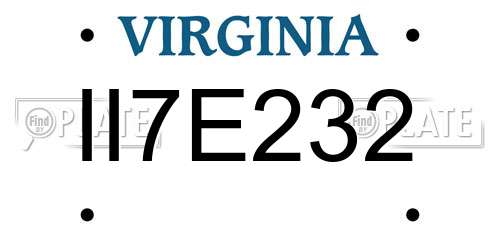 II7E232 Virginia License Plate