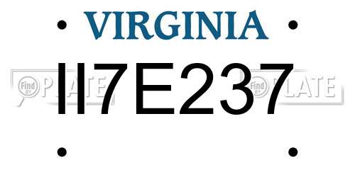 II7E237 Virginia License Plate