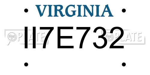 II7E732 Virginia License Plate