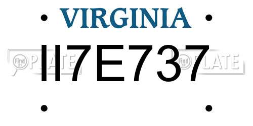 II7E737 Virginia License Plate
