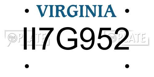 II7G952 Virginia License Plate