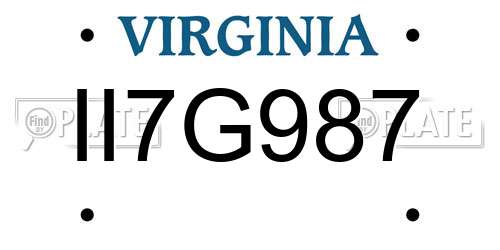 II7G987 Virginia License Plate