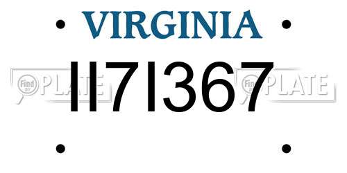 II7I367 Virginia License Plate