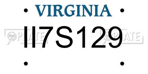 II7S129 Virginia License Plate