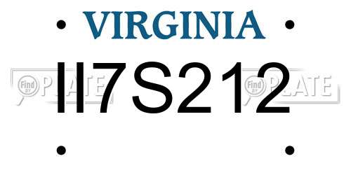 II7S212 Virginia License Plate