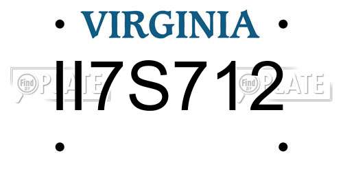 II7S712 Virginia License Plate