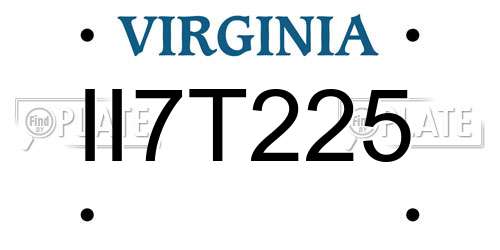 II7T225 Virginia License Plate