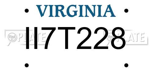 II7T228 Virginia License Plate