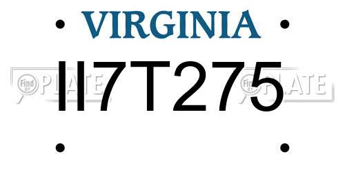 II7T275 Virginia License Plate