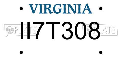II7T308 Virginia License Plate