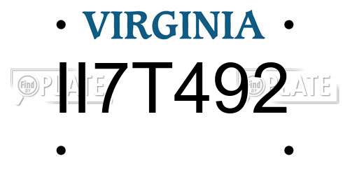 II7T492 Virginia License Plate