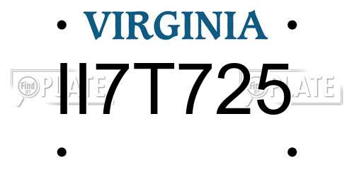 II7T725 Virginia License Plate