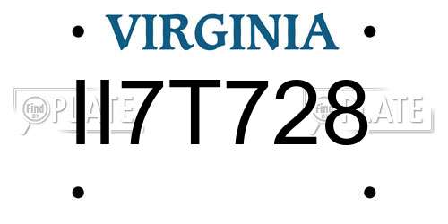 II7T728 Virginia License Plate