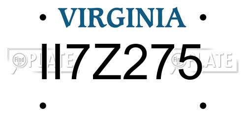 II7Z275 Virginia License Plate
