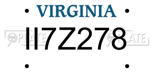 II7Z278 Virginia License Plate