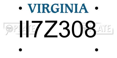 II7Z308 Virginia License Plate