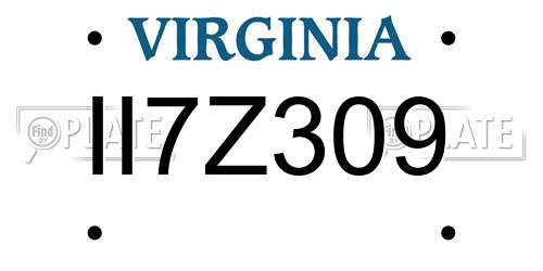 II7Z309 Virginia License Plate